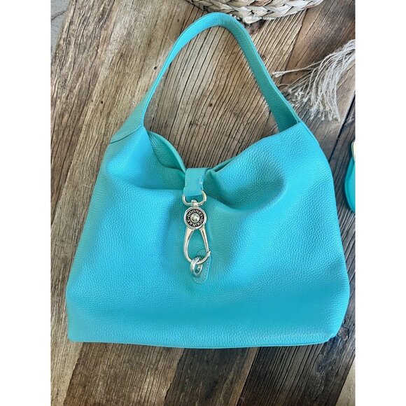 Dooney & Bourke Pebble Grain Logo Lock Sac Handbag Spearmint Tiffany Wallet Key - Picture 2 of 16